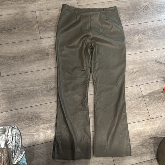 Olive Green pleather  Jeans - Picture 4 of 5